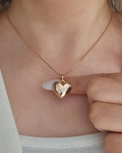 گردنبند قلب نگین خطی ژوپینگ