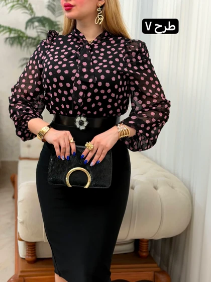 شومیز حریر آستین پف 3924