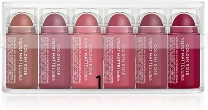 رژ لب جامد مات مینی گلدن رز پک 6 عددی مناسب انواع لب – حجم هر عدد 0.5 گرم