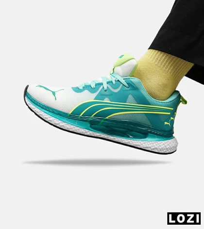 کفش کتانی ورزشی مردانه و زنانه سفید سبز فسفری PUMA مدل 5019