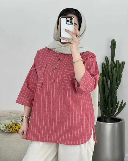 شومیز جلو بسته راه راه(41)کد3474