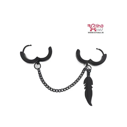 گوشواره دو سوراخه آویز دار زنجیری بلند اسپرت