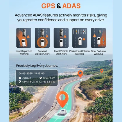 دوربین ثبت وقایع خودرو هفتاد مای 70mai مدل A800SE-1 با GPS داخلی