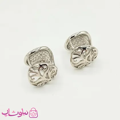 گوشواره حلقه‌ای ژوپینگ پرنگین نقره ای