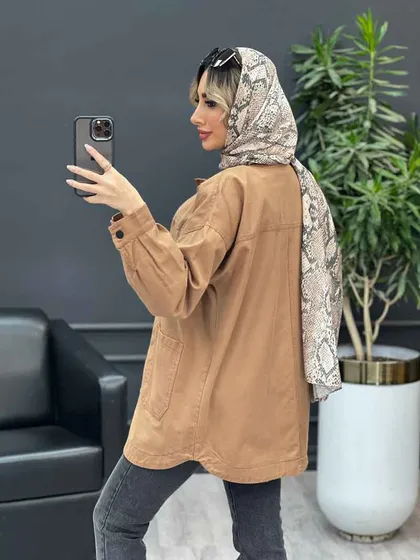 مانتو کتان دو جیب پایین