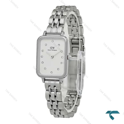 ساعت دنیل ولینگتون زنانه مستطیلی سیلور صفحه سفید ایندکس نگین DW-8928-L