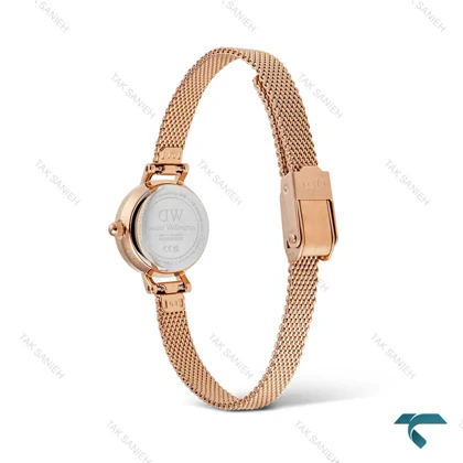 ساعت دنیل ولینگتون زنانه گرد حصیری مینی رزگلد صفحه نباتی DW-6648-L