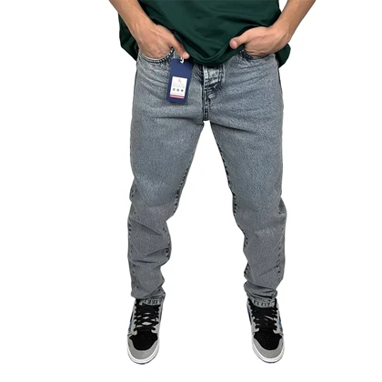 شلوار جین مردانه مدل مام فیت طوسی سنگ شور