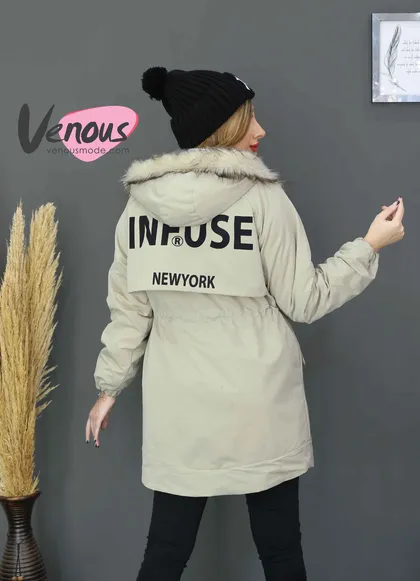 کاپشن کلاهدار NEW YORK