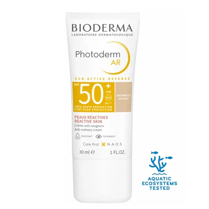 کرم ضد آفتاب رنگی و ضد قرمزی بایودرما Bioderma مدل Photoderm AR SPF 50 حجم 30 میلی‌لیتر مناسب پوست حساس و دارای قرمزی