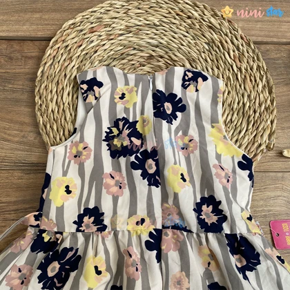 سارافن نخی گل‌دار گل سورمه ای