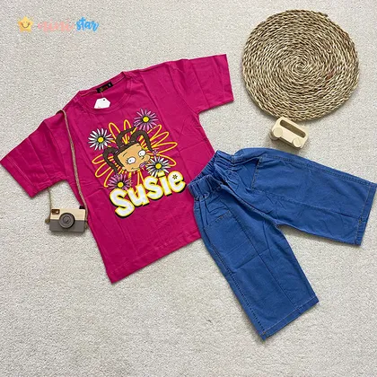 تیشرت شلوارک جین دخترانه مدل SUSIE 8 تا 10 سال