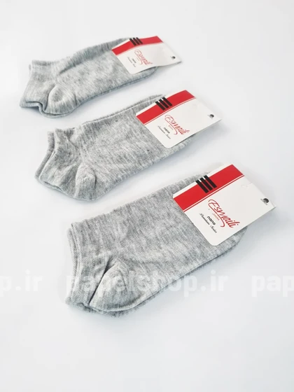 جوراب مچی نخ پنبه طوسی ساده