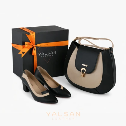 ست کیف و کفش زنانه چرم یلسان مدل آوید کد 959-SELIN-GN