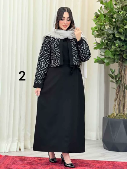 ست کت طرح دار و سارافون