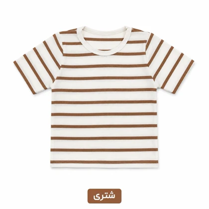 کراپ زنانه کبریتی طرح راه راه یقه گرد فری سایز کد 295499