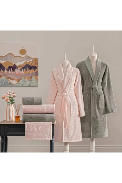 ست حوله 6 تکه Taç مدل Benica Pure Cotton پنبه‌ای - گلبهی