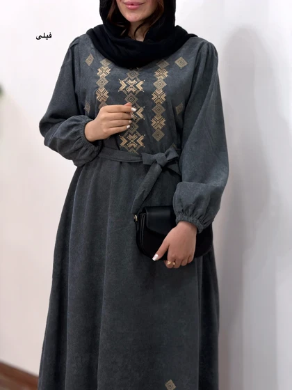 پیراهن مانتویی گلدوزی شیوا