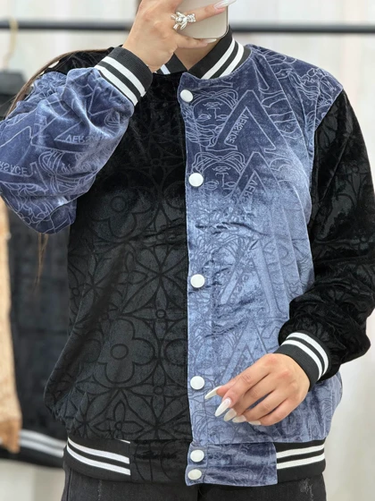 سویشرت مخمل طرح دار زنانه کد 403096