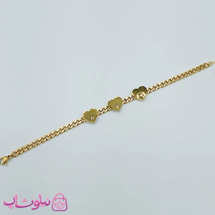 دستبند زنانه استیل مدل قلب نگین‌دار کد1849