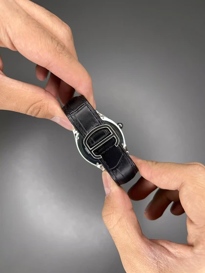 ساعت مچی کارتیه صفحه اسکلتون بند چرمی مشکی Cartier