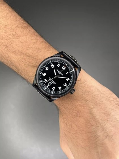 ساعت مچی برایتلینگ اتوماتیک بند مشکی صفحه مشکی Breitling