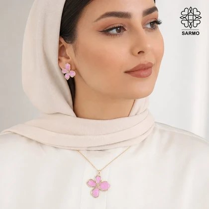 نیم ست گل چهار پر صورتی کد 509428073