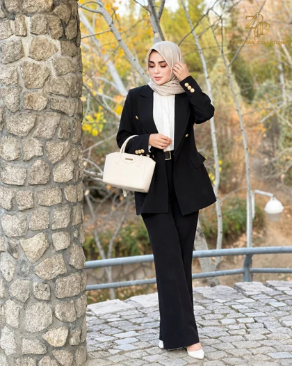 کت و شلوار زنانه مشکی اسپرت Zp