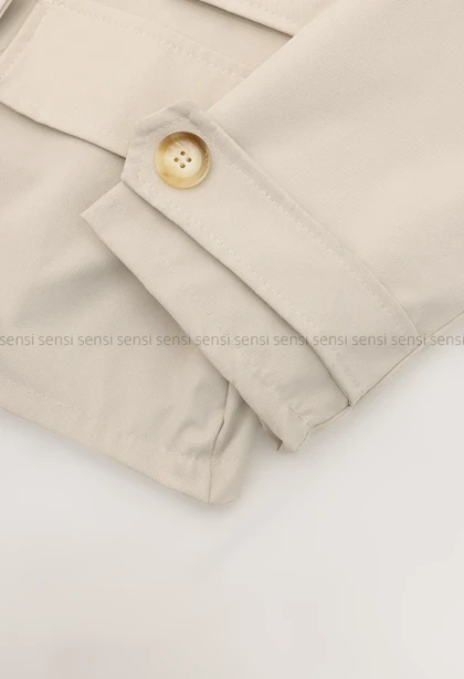 ترنچ کت جلودکمه آستردار@@کد1004294