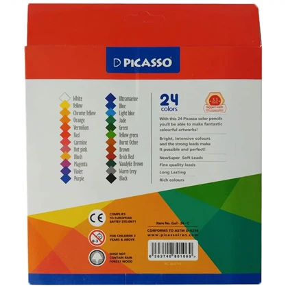 مداد رنگی 24 رنگ پیکاسو Picasso مدل GOL-24-C طرح موش و تمساح