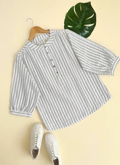 شومیز مانتویی راه راه کد 1977