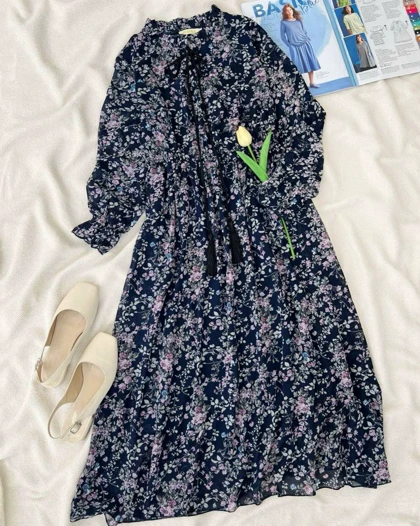 پیراهن کرپ حریر بلند آستردار کد 5030