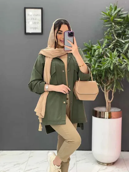 مانتو لینن دو جیب پاکتی