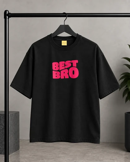 تیشرت پارچه پنبه ماکان درجه یک / چاپ BEST BRO / مشکی