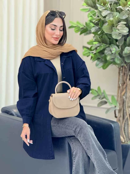 مانتو کتان بغل سه دکمه جیب پایین
