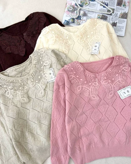 پلیور بافت یقه خامه دوزی مدل 2 کد 5267