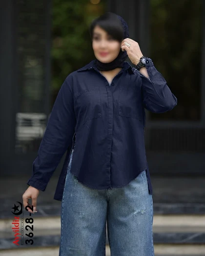 مانتو کوتاه/ شومیز بیرونی زنانه سایز بزرگ کد 3628