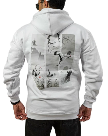 هودی اسپرت مردانه طرح چاپی مدل پلیکان رنگ سفید کد 26240