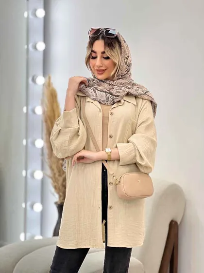 مانتو طرح چروک دو جیب