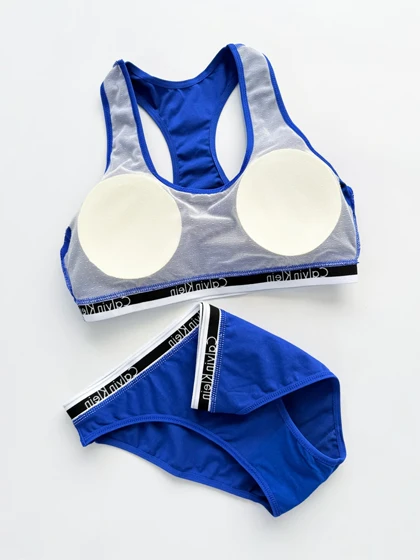 ست نیم‌تنه کاپ‌دار و شورت اسلیپ نخ پنبه کلوین کلاین Calvin Klein