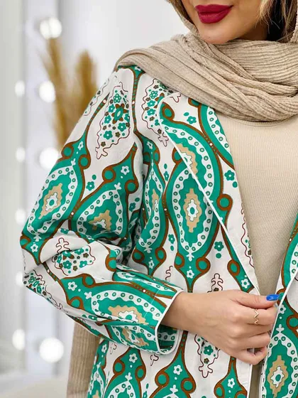 مانتو طرح دار مغزی دوزی