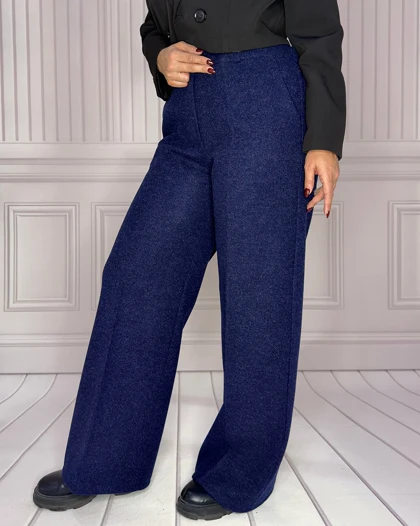 خرید شلوار بگ فوتر سورمه‌ای زنانه Women's Navy Blue Fleece Baggy Pants کد 54082