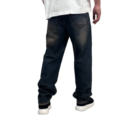 شلوار جین بگ مردانه آبی مدل زاپ