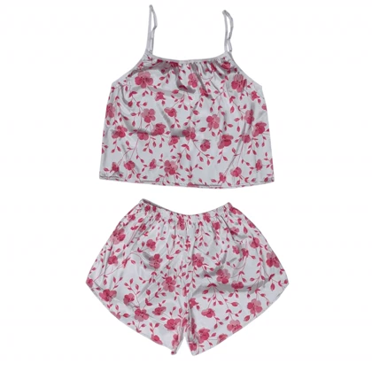 ست تاپ و شلوارک طرح گل 174