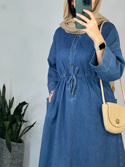 مانتو بلند جین کاغذی آنیسا