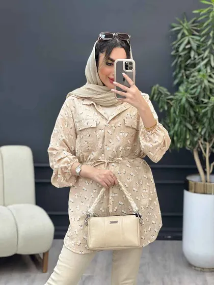 شومیز دو جیب گلی