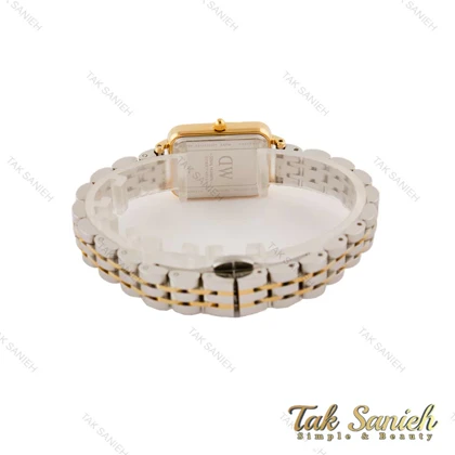 ساعت DW زنانه مستطیلی دورنگ طلایی صفحه مشکی DW-5445-L