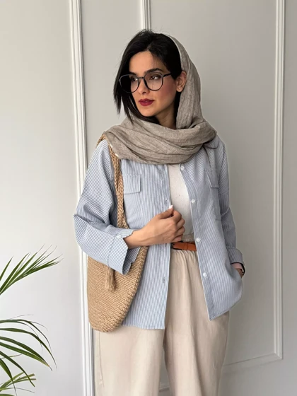 مانتو راه راه رز