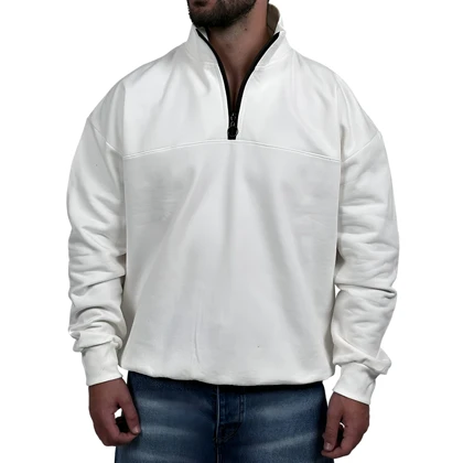 دورس مردانه بیسیک سفید مدل نیم زیپ