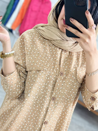 شومیز مانتویی گلی